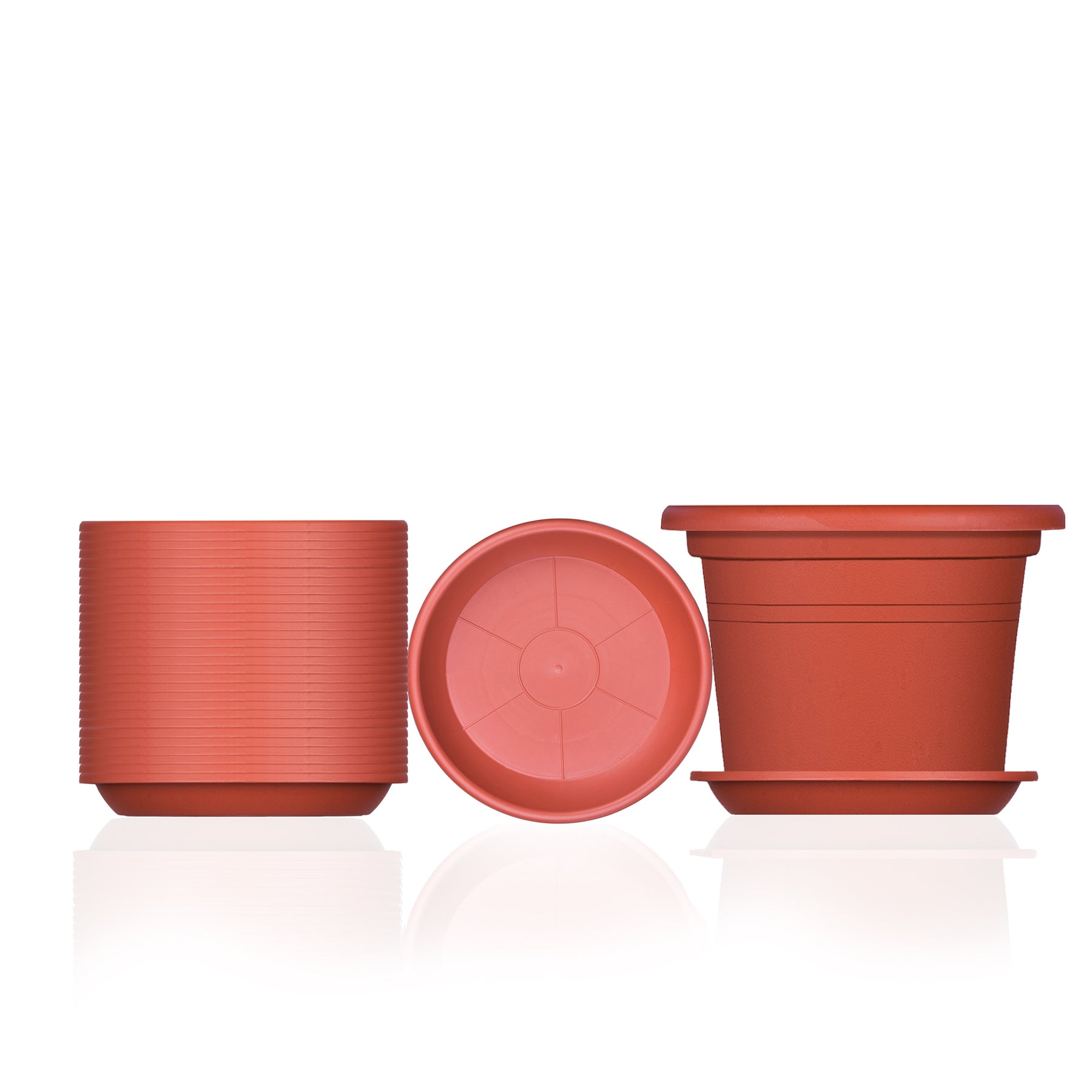 5x Blumentopf Ø 40 cm Farbe Terrakotta & Untersetzer Kunststoff Pflanztopf Containertopf Übertopf 4