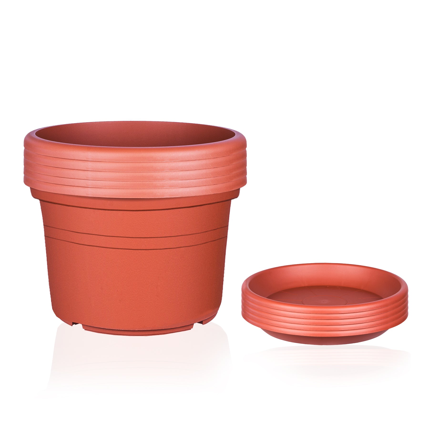 5x Blumentopf Ø 40 cm Farbe Terrakotta & Untersetzer Kunststoff Pflanztopf Containertopf Übertopf 5