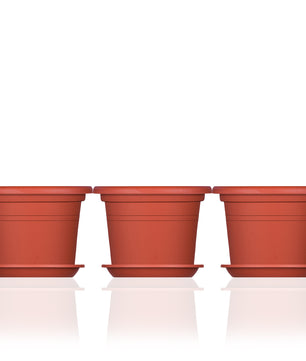 3x Blumentopf Ø 40 cm Farbe Terrakotta & Untersetzer Kunststoff Pflanztopf Containertopf Übertopf 2