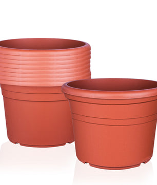 9x Blumentopf Ø 35 cm Farbe Terrakotta Kunststoff Pflanztopf Containertopf Übertopf Pflanzkübel rund