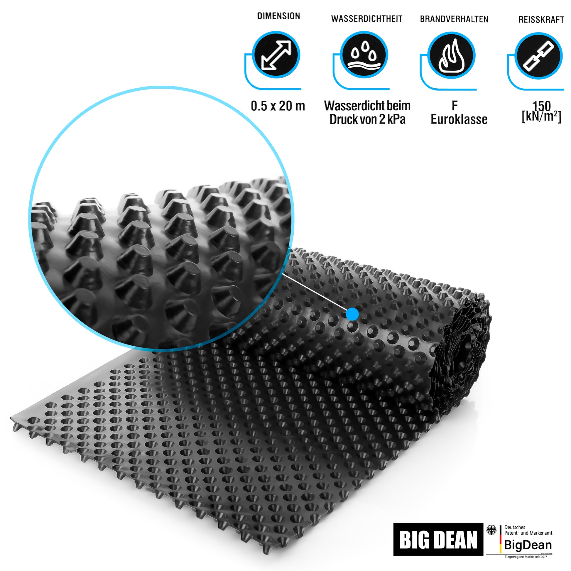 BigDean Premium Noppenfolie für Hochbeete 0,5x20m – Noppenbahn extrem reißfest & Schutz vor Nässe 5