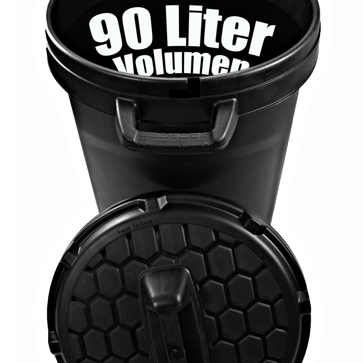 BigDean Universal Allzwecktonne Mülltonne 90 Liter Tonne XL Universaltonne Universaleimer schwarz mit Deckel Plastiktonne Regenfass Wassertonne Regenauffangbehälter image 2