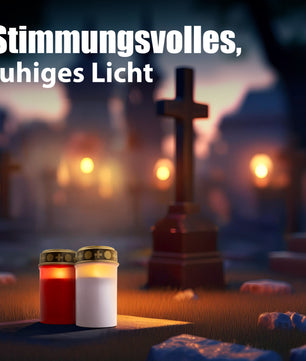 BigDean Led Grabkerzen 1x Rot 1x Weiß– Led Grablichter für draußen – bis zu 6 Monate Leuchtdauer 6