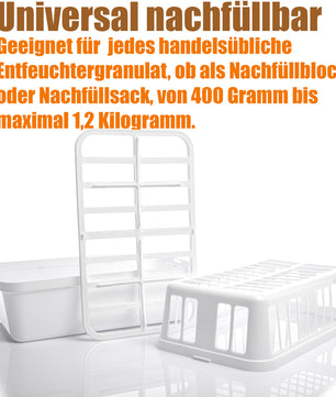 2 Stück Luftentfeuchter + 4x 1,2kg Luftentfeuchtergranulat Nachfüllpack 5
