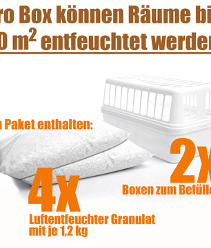 2 Stück Luftentfeuchter + 4x 1,2kg Luftentfeuchtergranulat Nachfüllpack 6