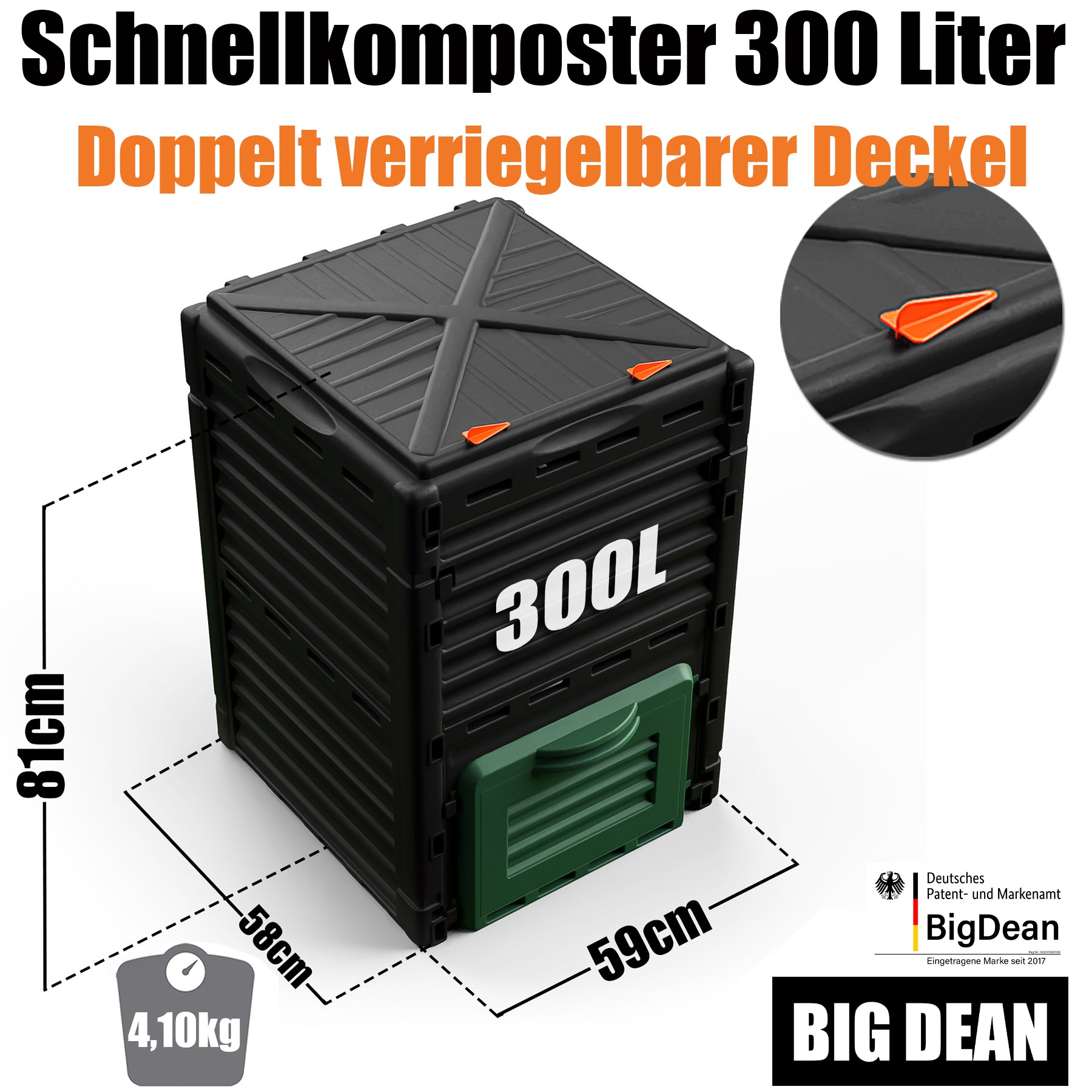 BigDean Komposter Garten 300 Liter – Schnellkomposter aus wetterfestem Kunststoff & Made in Europe 5