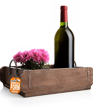 vintage Ziegelform in Braun 25x8x30 cm (LxBxH) – rustikale Ordnungsbox mit Metallbeschlägen