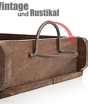 BigDean vintage Ziegelform in Braun 25x8x30 cm (LxBxH) – rustikale Ordnungsbox mit Metallbeschlägen 3