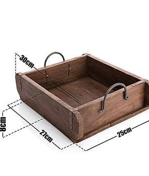 BigDean vintage Ziegelform in Braun 25x8x30 cm (LxBxH) – rustikale Ordnungsbox mit Metallbeschlägen 5