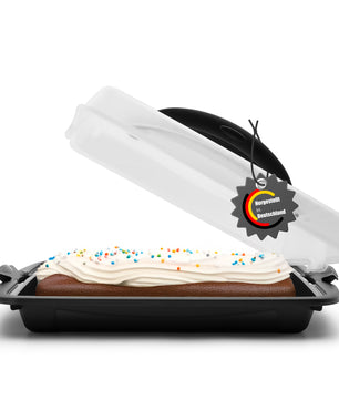 A  BigDean Kuchen Transportbox Rechteckig mit 2 Tragegriffen ideal für Blechkuchen – Muffin Transportbox Made in Germany