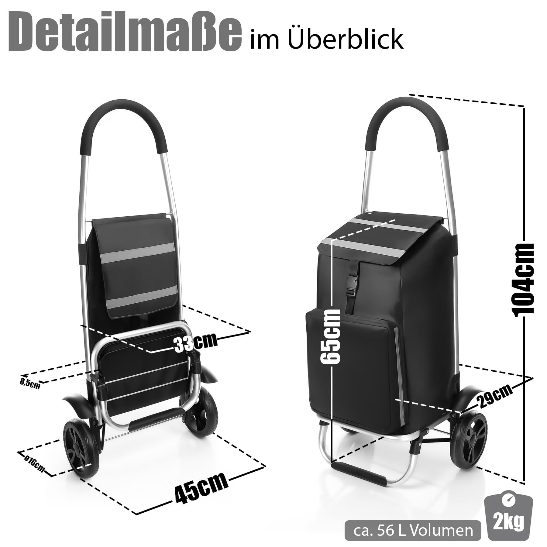 BigDean 2-in-1 Einkaufstrolley klappbar auch als Sackkarre nutzbar 3