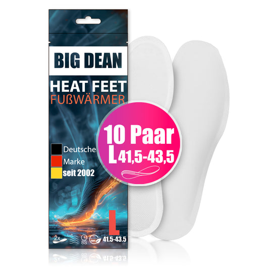 BigDean 10 Paar Fußwärmer – Sohlenwärmer für Schuhgröße 41,5-43,5 8h Wärme