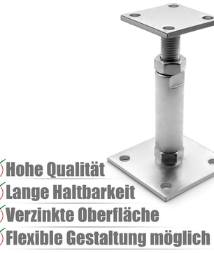 Pfostenträger höhenverstellbar Höhe 150 – 190mm – verzinkt & zum Aufschrauben 5