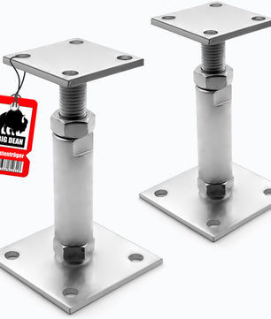 2 Stück Pfostenträger höhenverstellbar Höhe 150 – 190mm – verzinkt & zum Aufschrauben