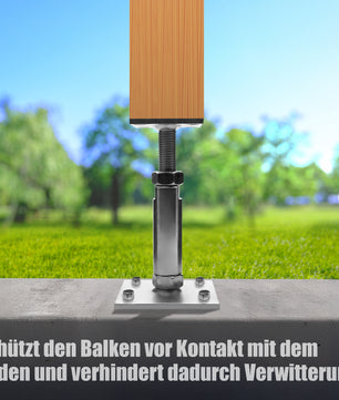 2 Stück Pfostenträger höhenverstellbar Höhe 150 – 190mm – verzinkt & zum Aufschrauben 4