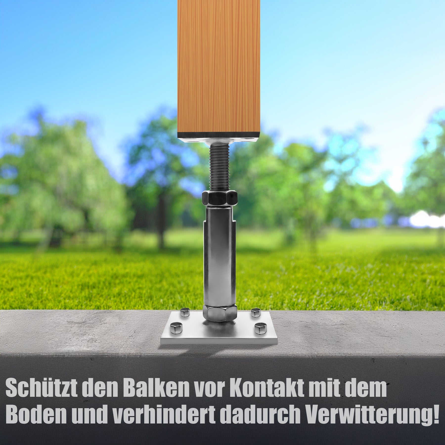 BigDean 2 Stück Pfostenträger höhenverstellbar Höhe 150 – 190mm – verzinkt & zum Aufschrauben 4