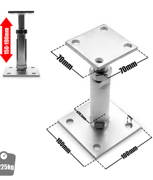 4 Stück Pfostenträger höhenverstellbar Höhe 150 – 190mm – verzinkt & zum Aufschrauben 3