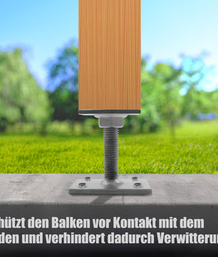 2 Stück Pfostenträger höhenverstellbar Höhe 30– 150mm – verzinkt & zum Aufschrauben 4