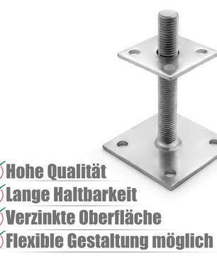 4 Stück höhenverstellbar Höhe 30– 150mm – verzinkt & zum Aufschrauben 6