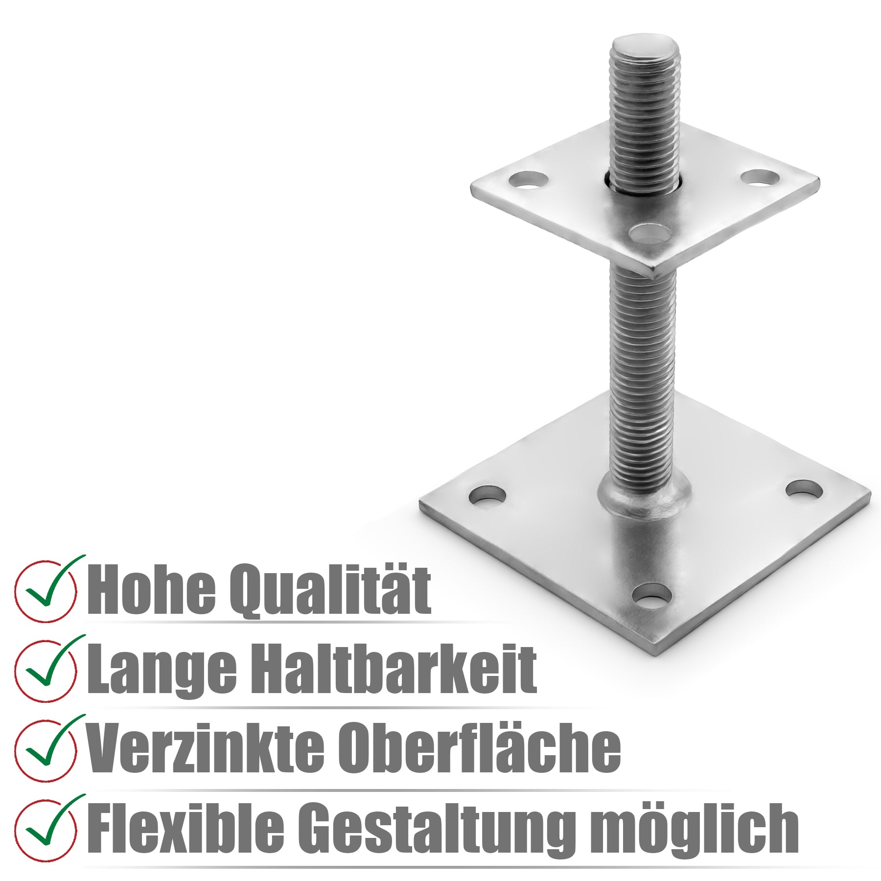 BigDean 4 Stück höhenverstellbar Höhe 30– 150mm – verzinkt & zum Aufschrauben 6