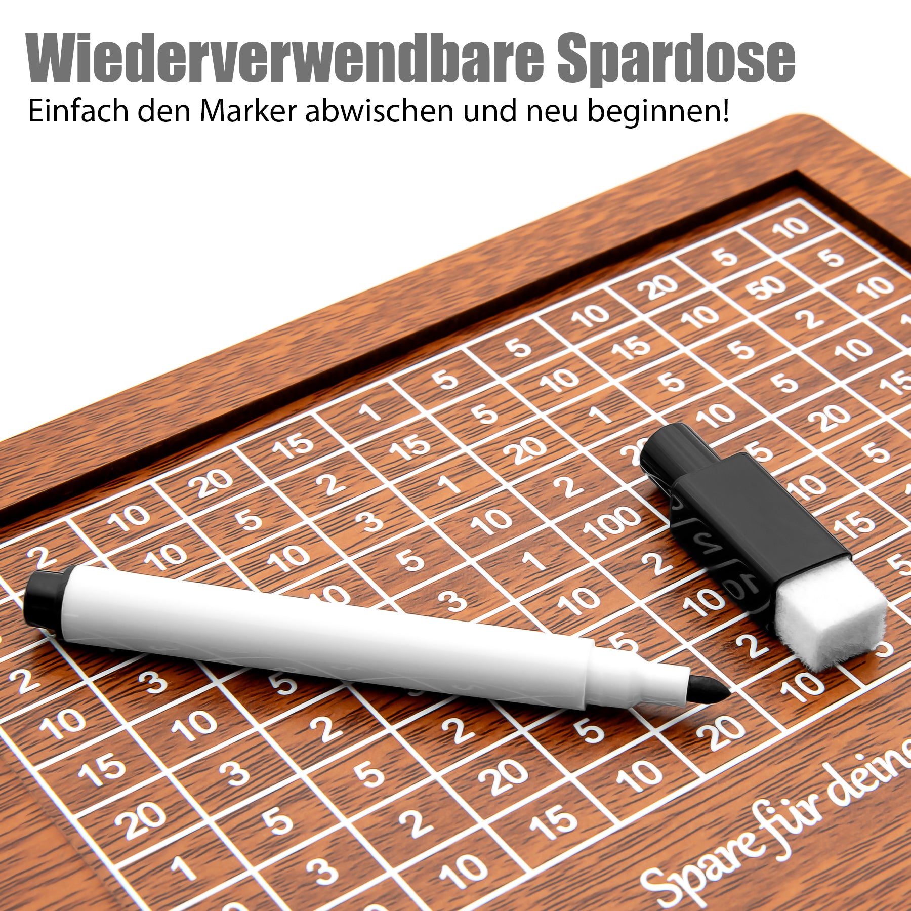 BigDean Spardose mit Ziel 1000€ aus Holz – Sparbox mit Geschenkverpackung 4
