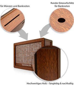 Spardose mit Ziel 3000€ aus Holz – Sparbox mit Geschenkverpackung 2