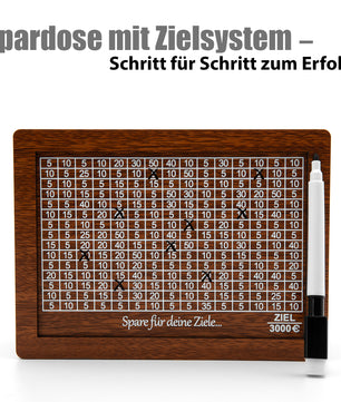 Spardose mit Ziel 3000€ aus Holz – Sparbox mit Geschenkverpackung 5