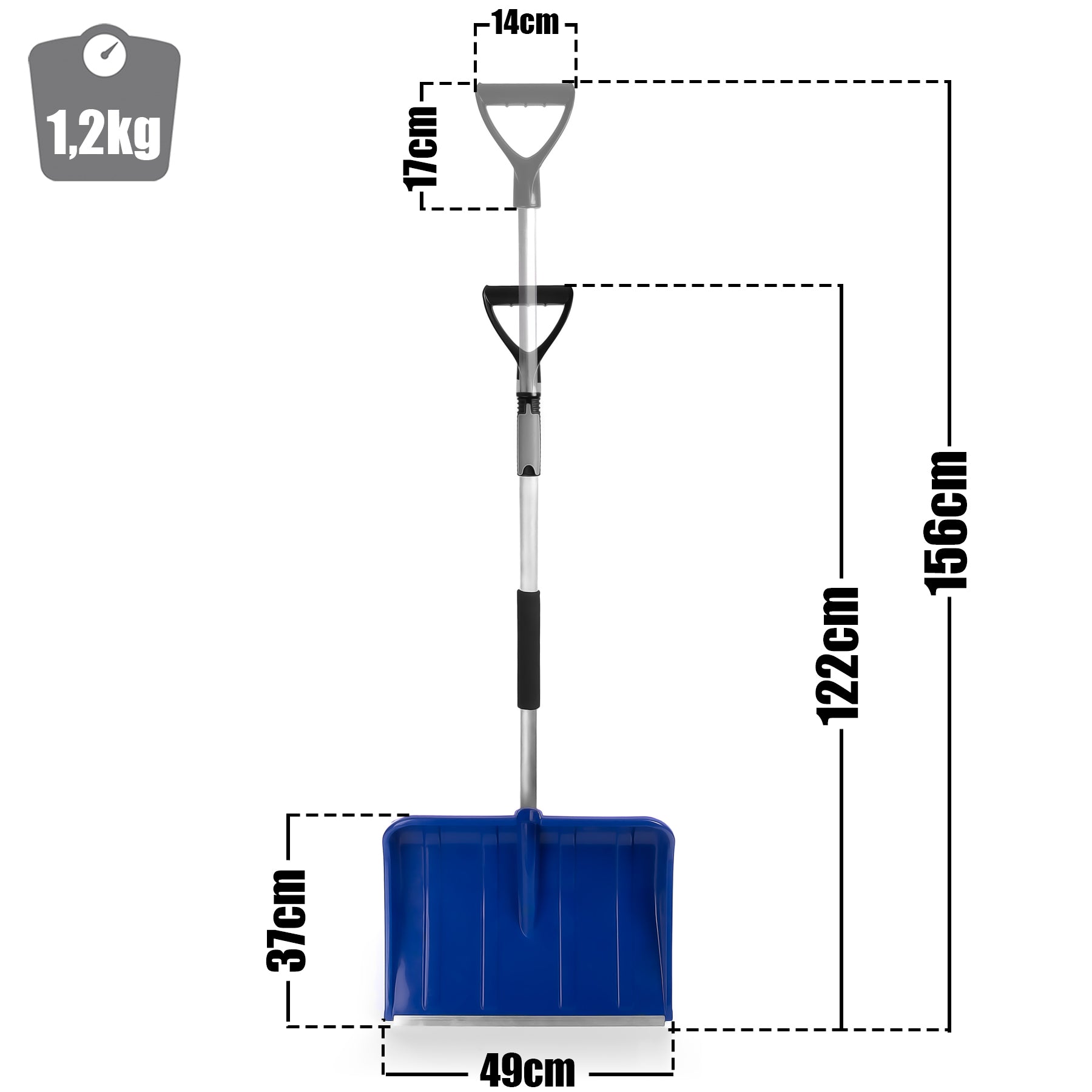BigDean Schneeschaufel mit Teleskopgriff – Schneeschieber Made in Europe 3