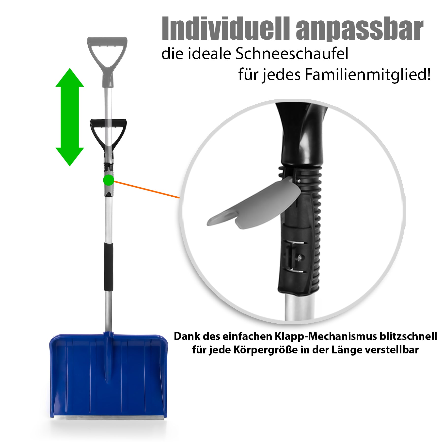 BigDean Schneeschaufel mit Teleskopgriff – Schneeschieber Made in Europe 4