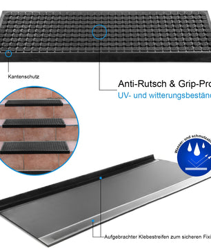 5 Stück Stufenmatten aus Gummi – 75 x 25 cm – Outdoor Treppenstufenmatten 2