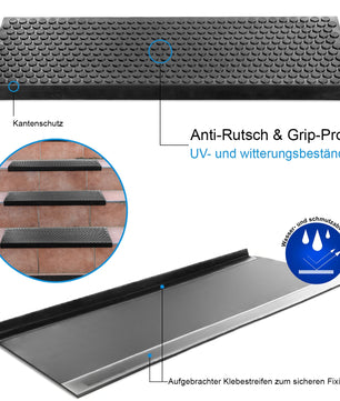 4 Stück Stufenmatten aus Gummi – 75 x 25 cm – Outdoor Treppenstufenmatten  2
