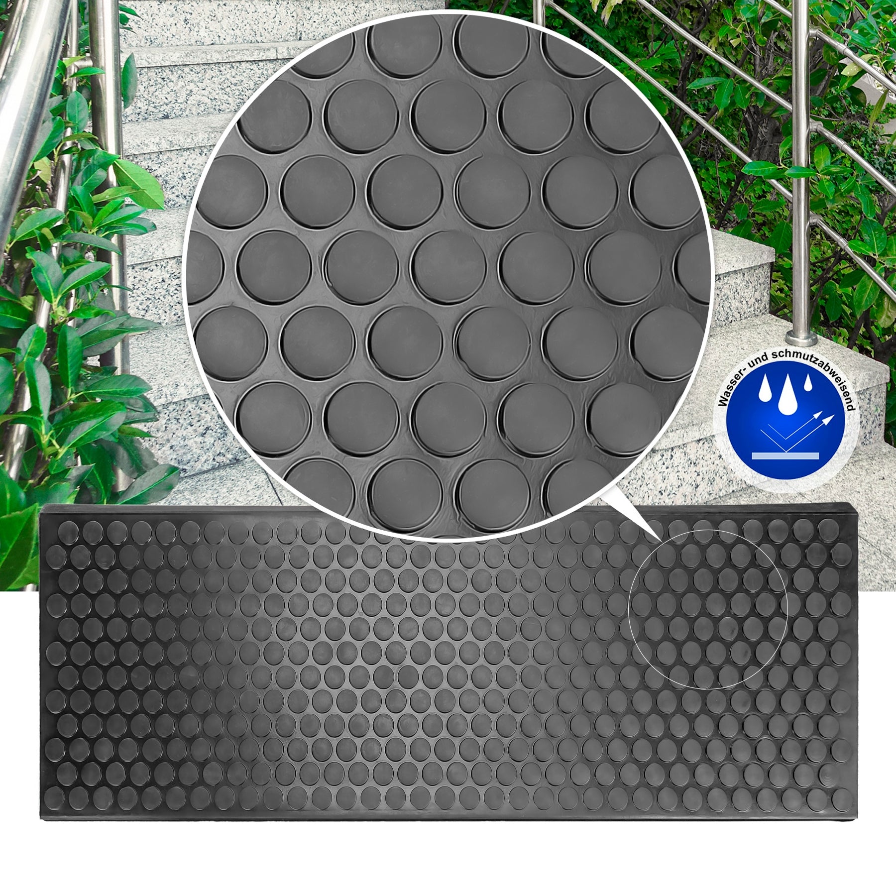 4 Stück Stufenmatten aus Gummi – 75 x 25 cm – Outdoor Treppenstufenmatten  4