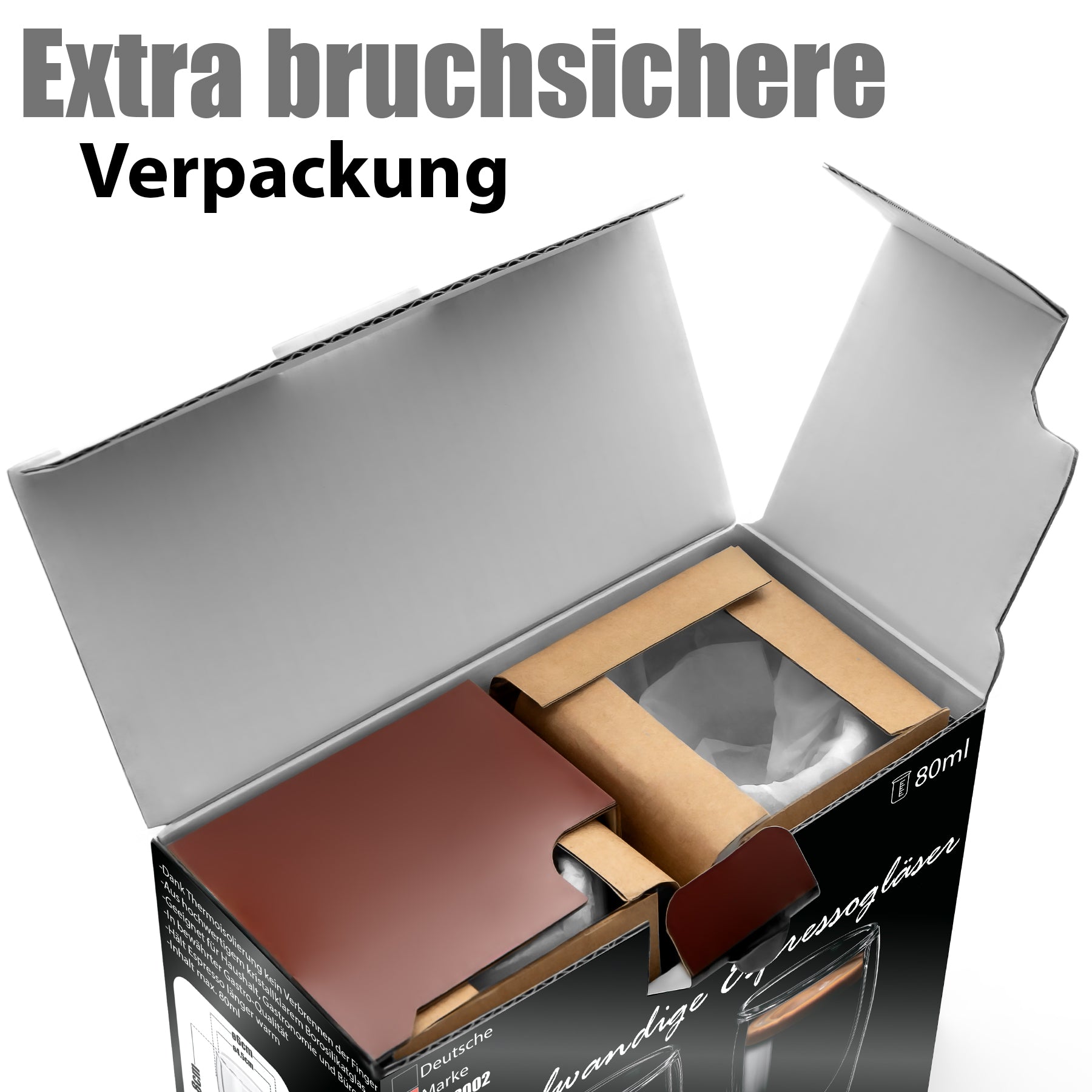 BigDean 2 Stück doppelwandige Espressotassen 80 ml in Gastro-Qualität - Espressotassen 4
