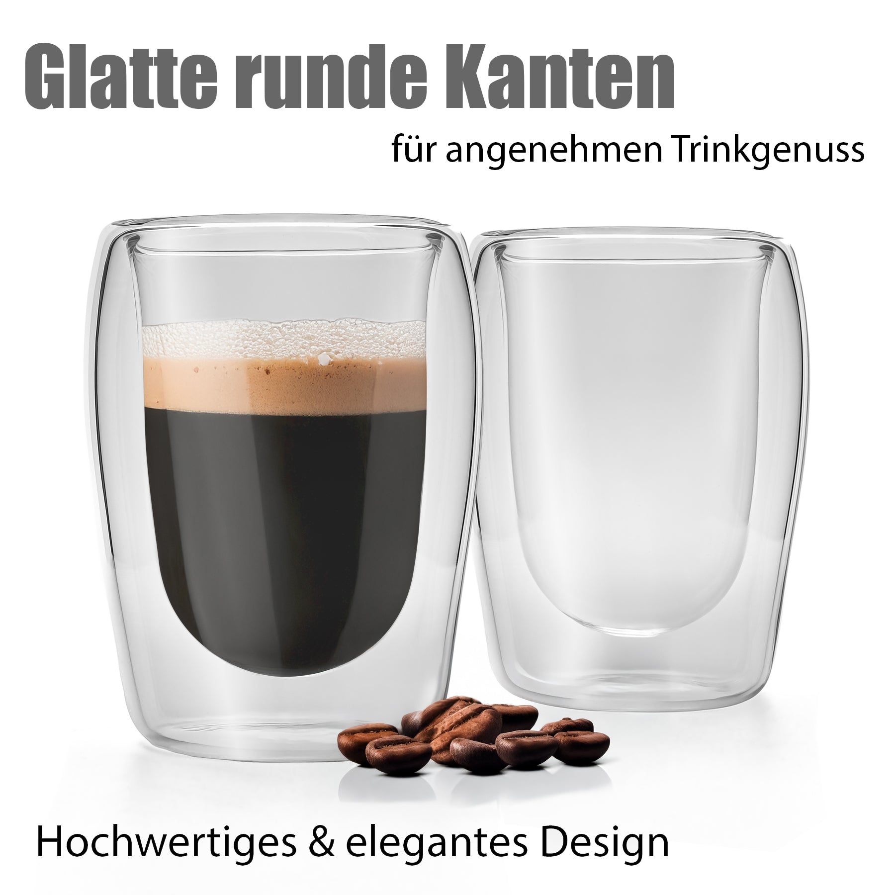 BigDean 2 Stück doppelwandige Espressotassen 80 ml in Gastro-Qualität - Espressotassen 5