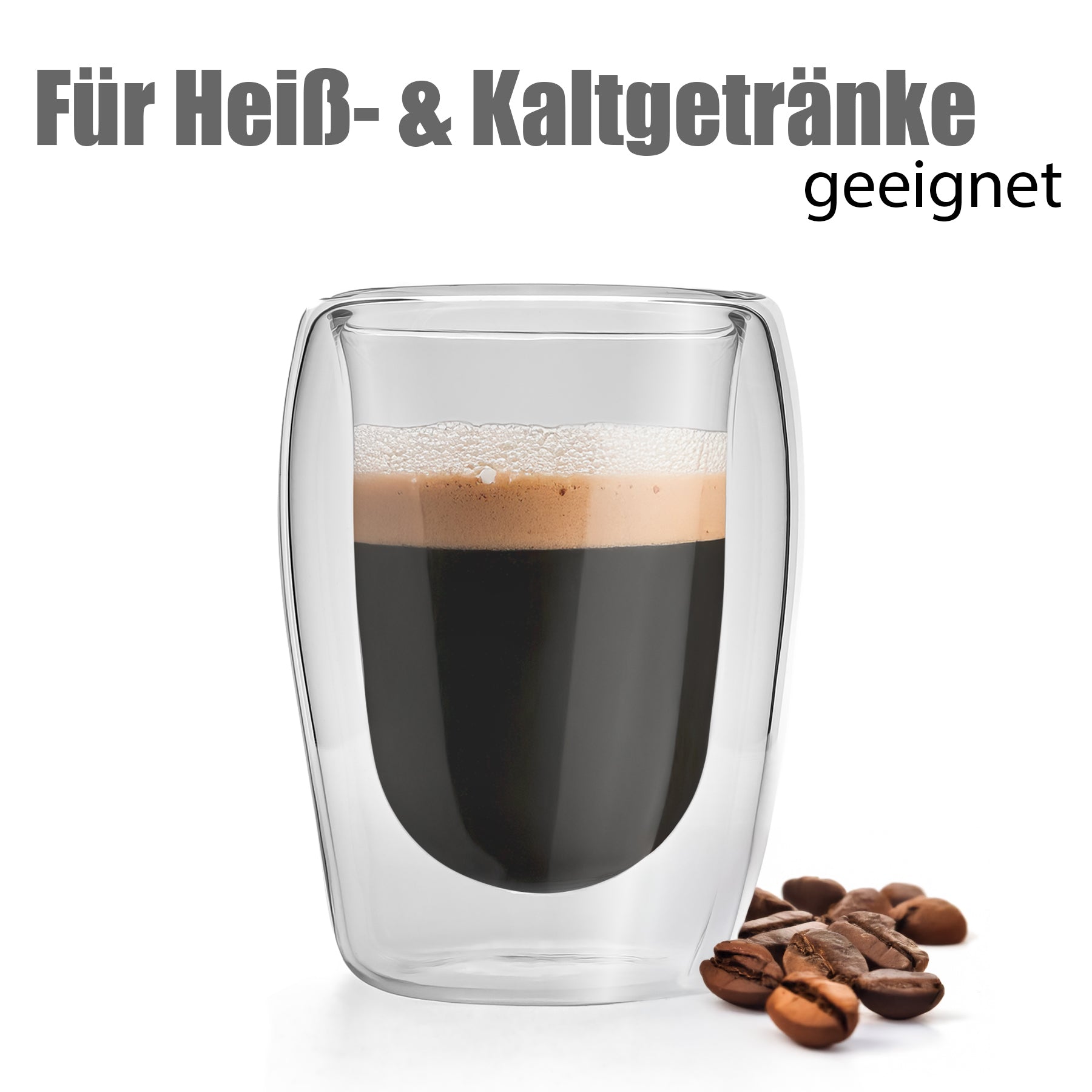 BigDean 2 Stück doppelwandige Espressotassen 80 ml in Gastro-Qualität - Espressotassen 6