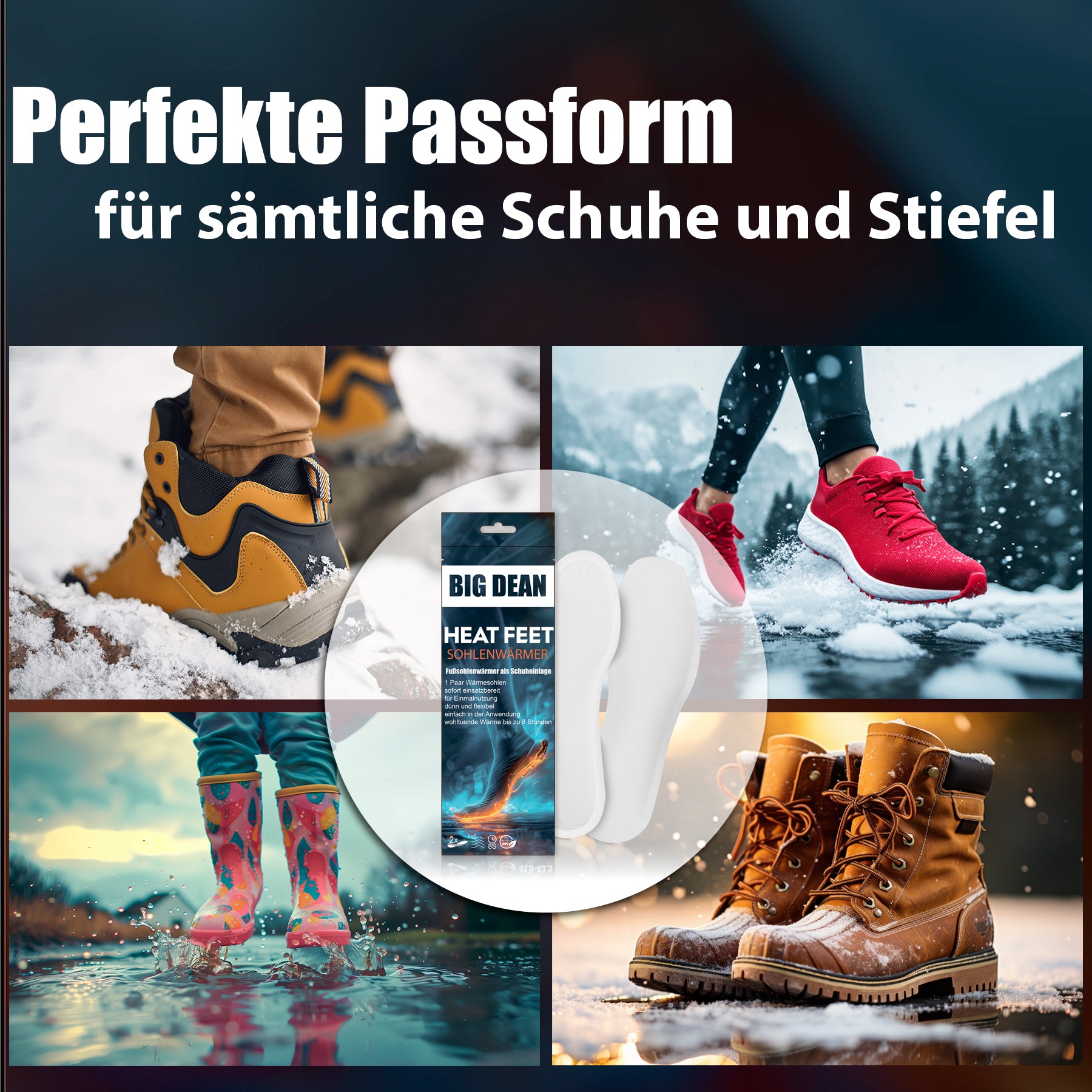BigDean 25 Paar Fußwärmer – Sohlenwärmer für Schuhgröße 41,5-43,5 8h Wärme 6
