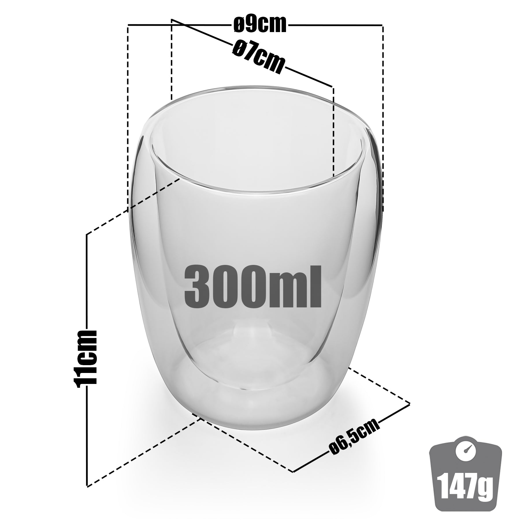 BigDean 2 Stück doppelwandige Latte Macchiato Gläser 300 ml – Kaffeegläser in Geschenkverpackung 3