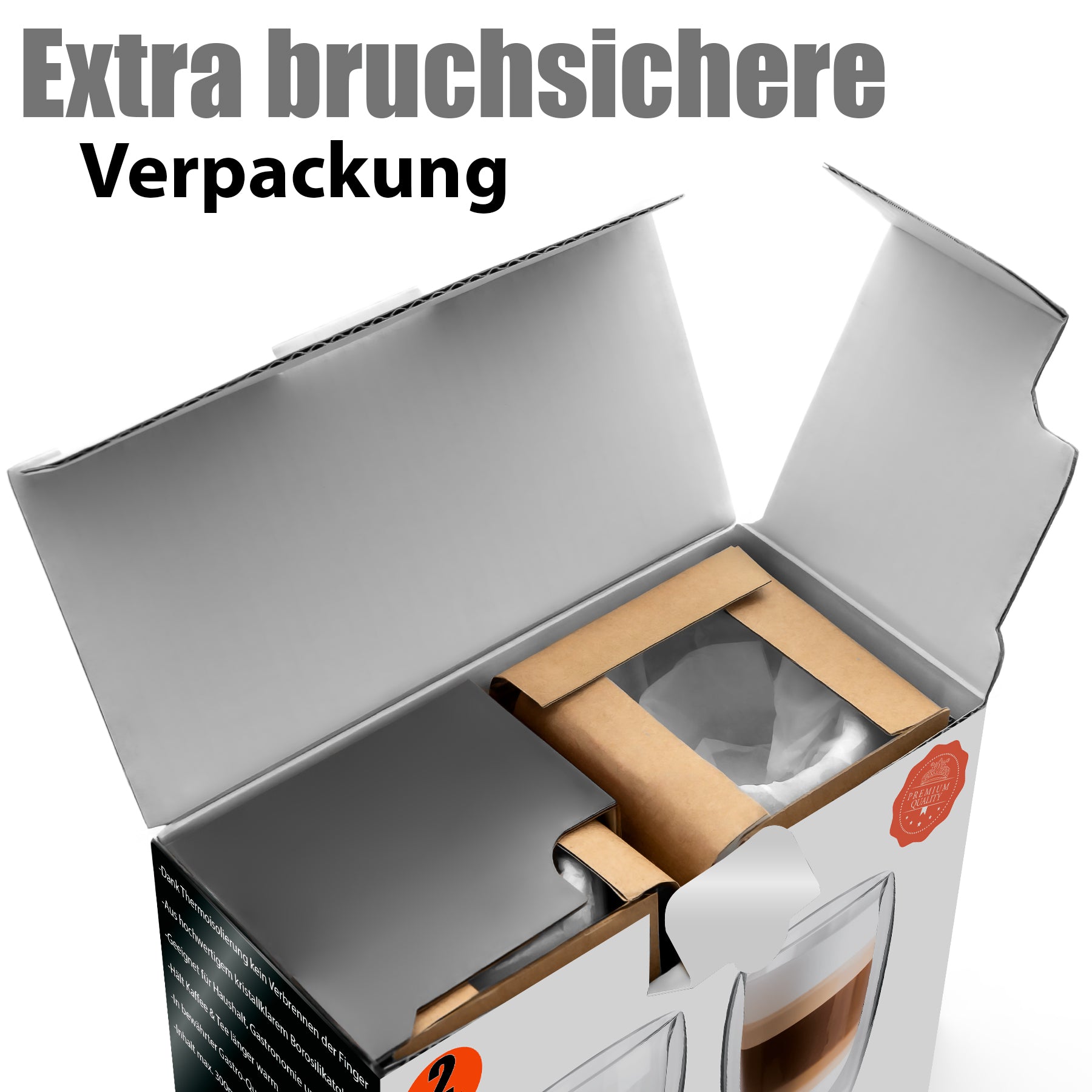 BigDean 2 Stück doppelwandige Latte Macchiato Gläser 300 ml – Kaffeegläser in Geschenkverpackung 4