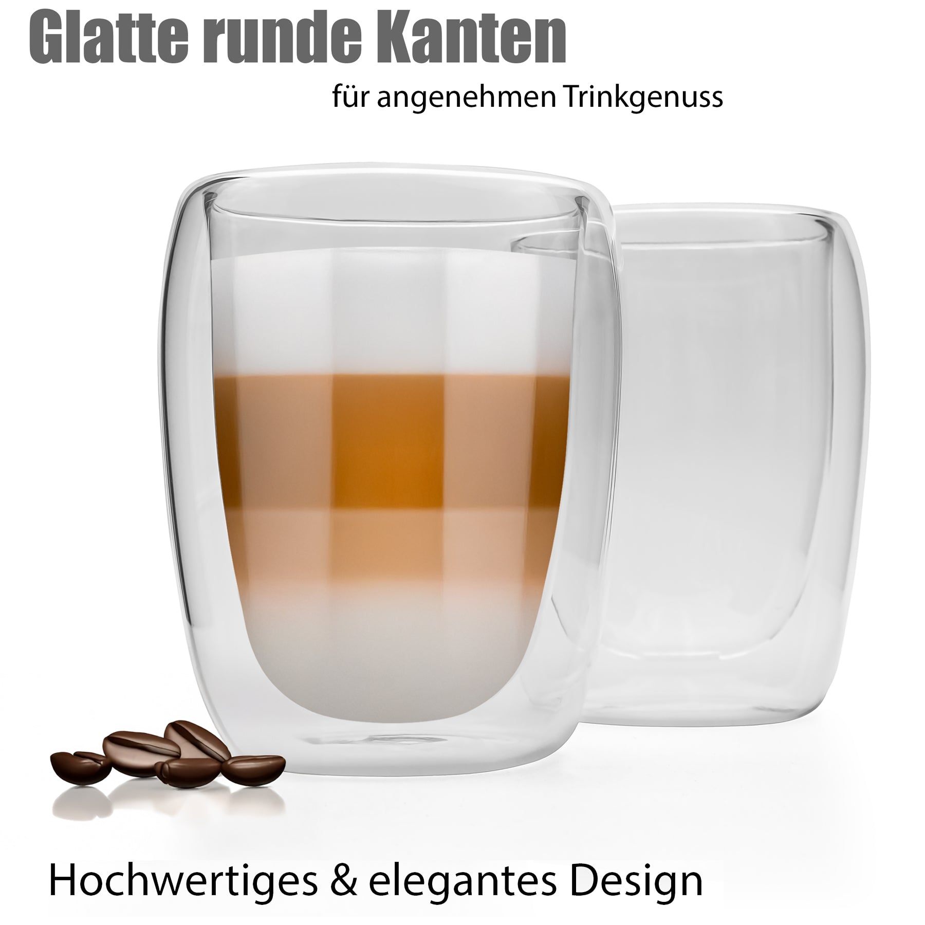BigDean 2 Stück doppelwandige Latte Macchiato Gläser 300 ml – Kaffeegläser in Geschenkverpackung 5