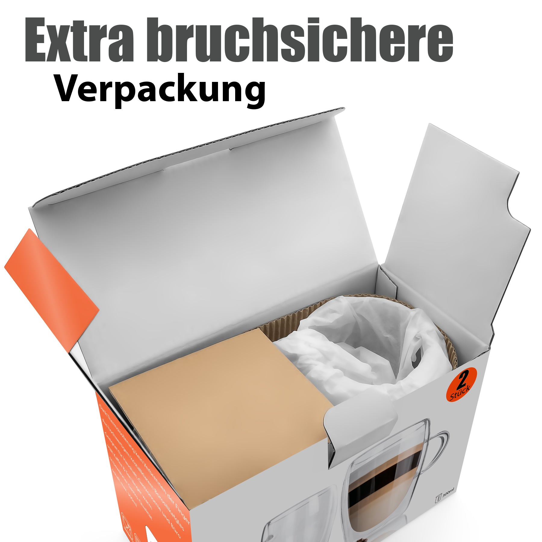 BigDean 2 Stück doppelwandige Latte Macchiato Gläser mit Henkel 300 ml –  in Geschenkverpackung 4
