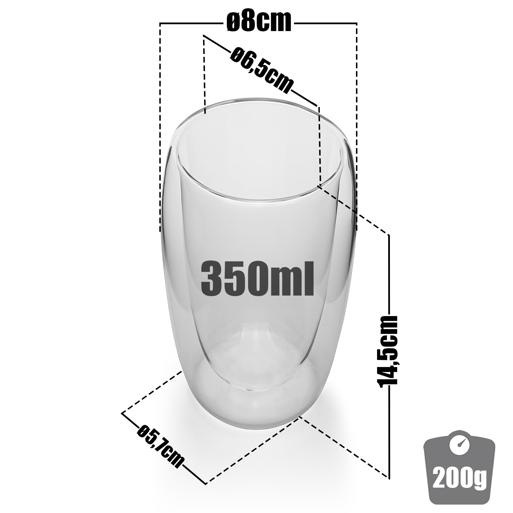 BigDean 2 Stück hohe doppelwandige Latte Macchiato Gläser 350 ml aus Borosilikatglas 3
