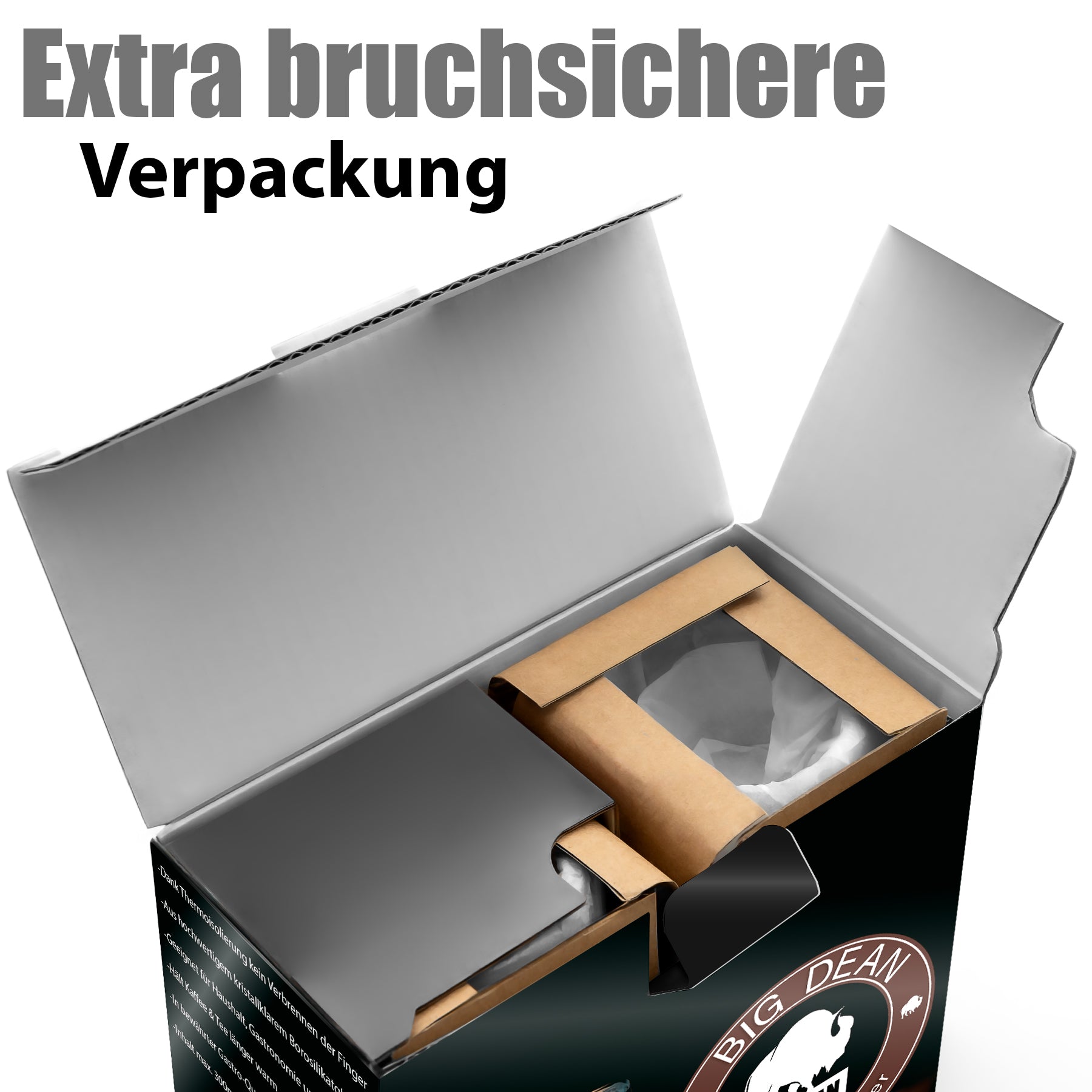 BigDean 4 Stück hohe doppelwandige Latte Macchiato Gläser 350 ml aus Borosilikatglas 4