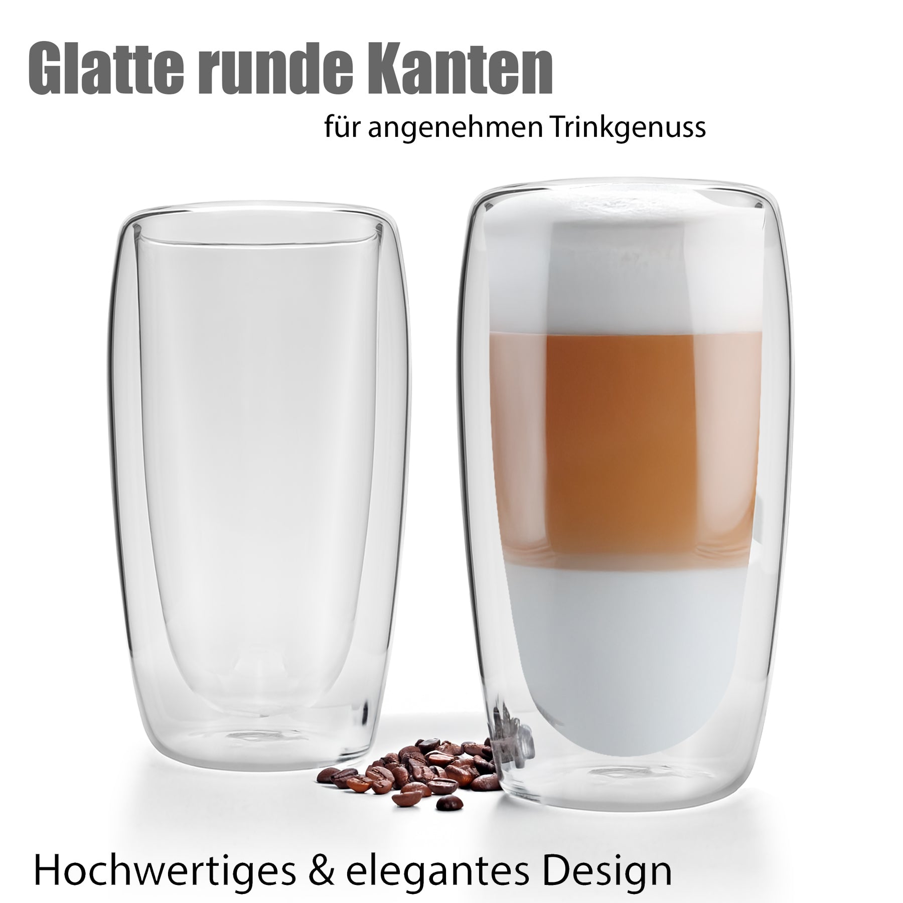 BigDean 4 Stück hohe doppelwandige Latte Macchiato Gläser 350 ml aus Borosilikatglas 5