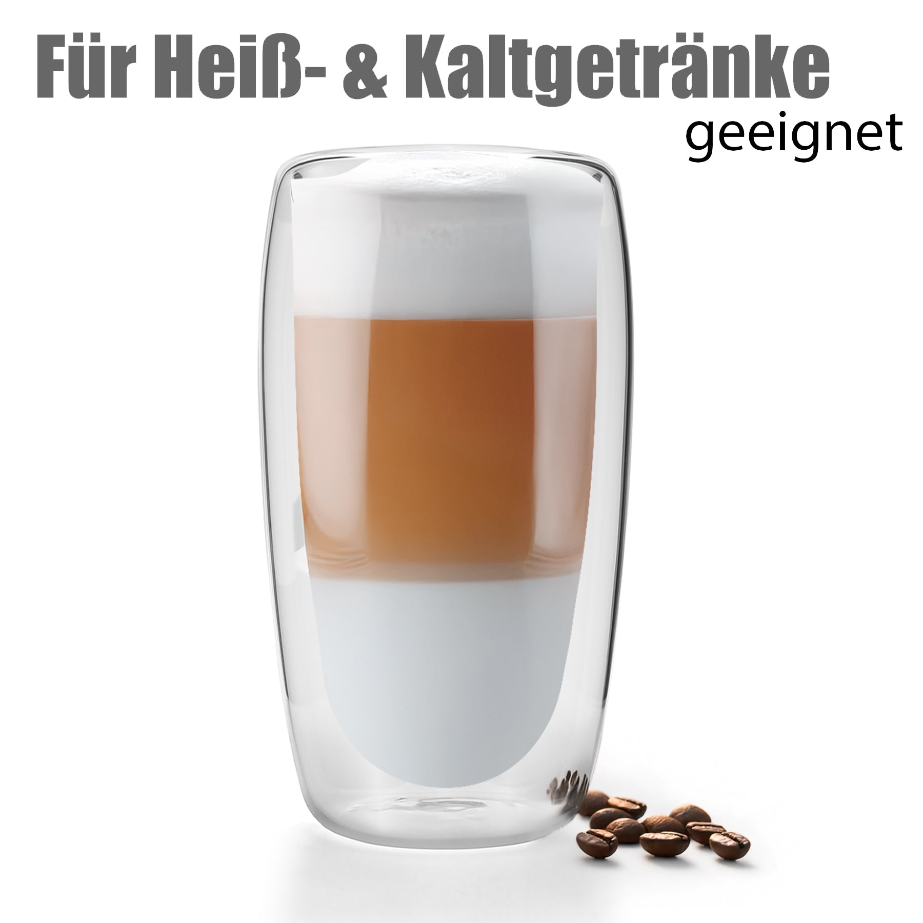 BigDean 4 Stück hohe doppelwandige Latte Macchiato Gläser 350 ml aus Borosilikatglas 6