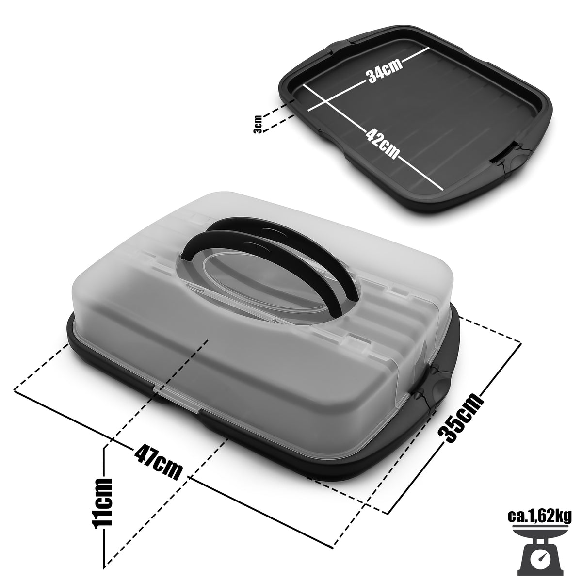 2 Stück Kuchen Transportbox XL – BigDean