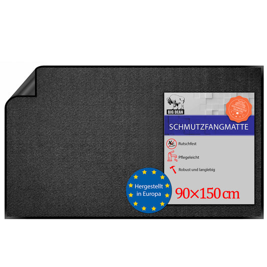 C  BigDean Schmutzfangmatte 90x150 cm Anthrazit – rutschfeste Fußmatte Made in Europe