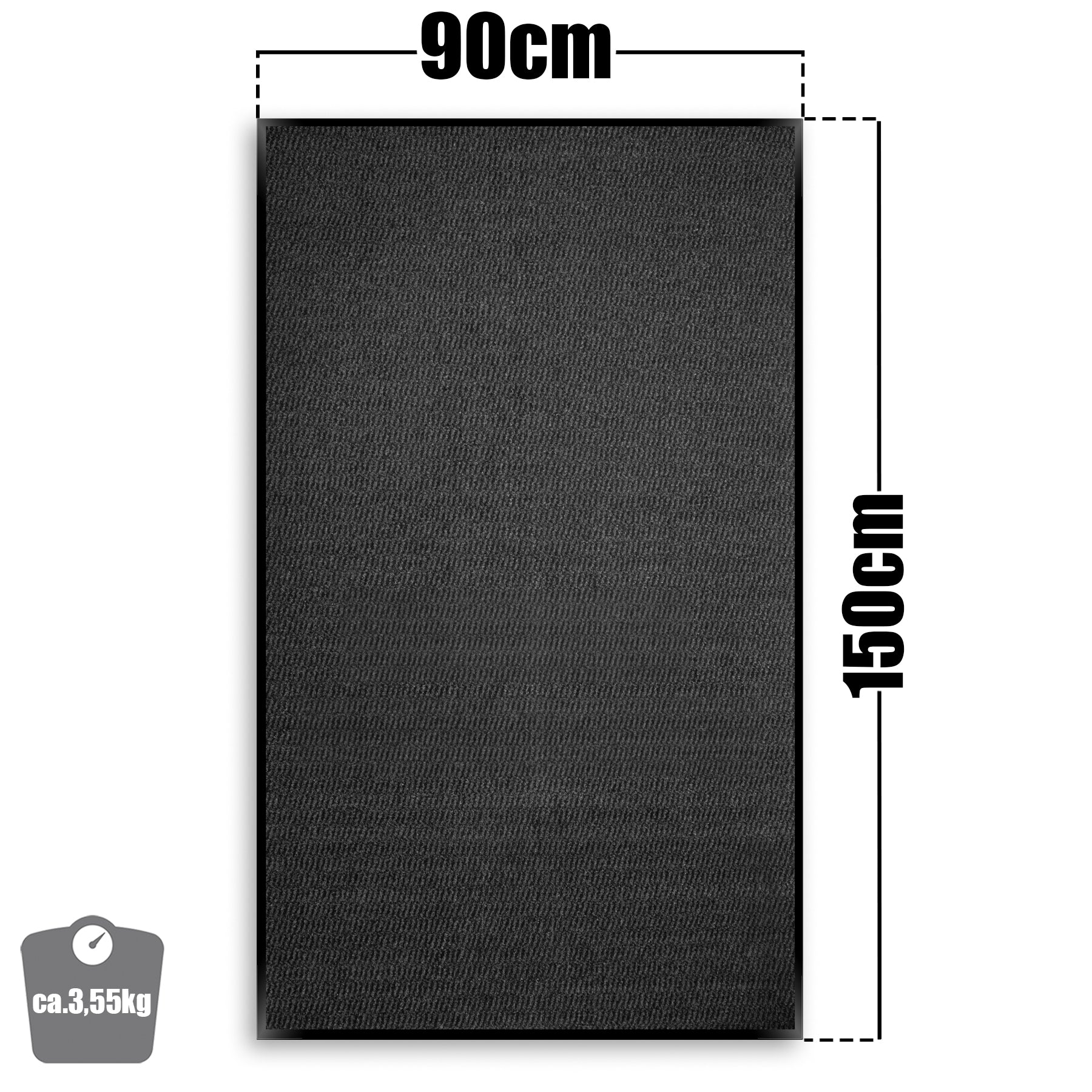BigDean Schmutzfangmatte 90x150 cm Anthrazit – rutschfeste Fußmatte Made in Europe 3