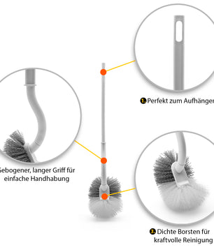 BigDean 2 Stück Klobürste mit Randreiniger – Toilettenbürste mit Klebehaken zum Aufhängen 2