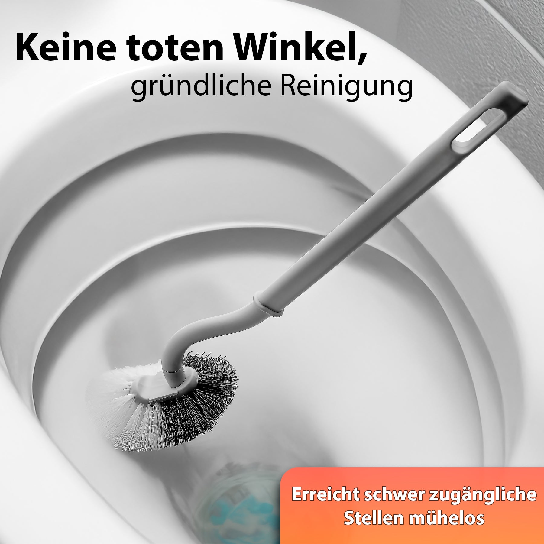 BigDean 2 Stück Klobürste mit Randreiniger – Toilettenbürste mit Klebehaken zum Aufhängen 4