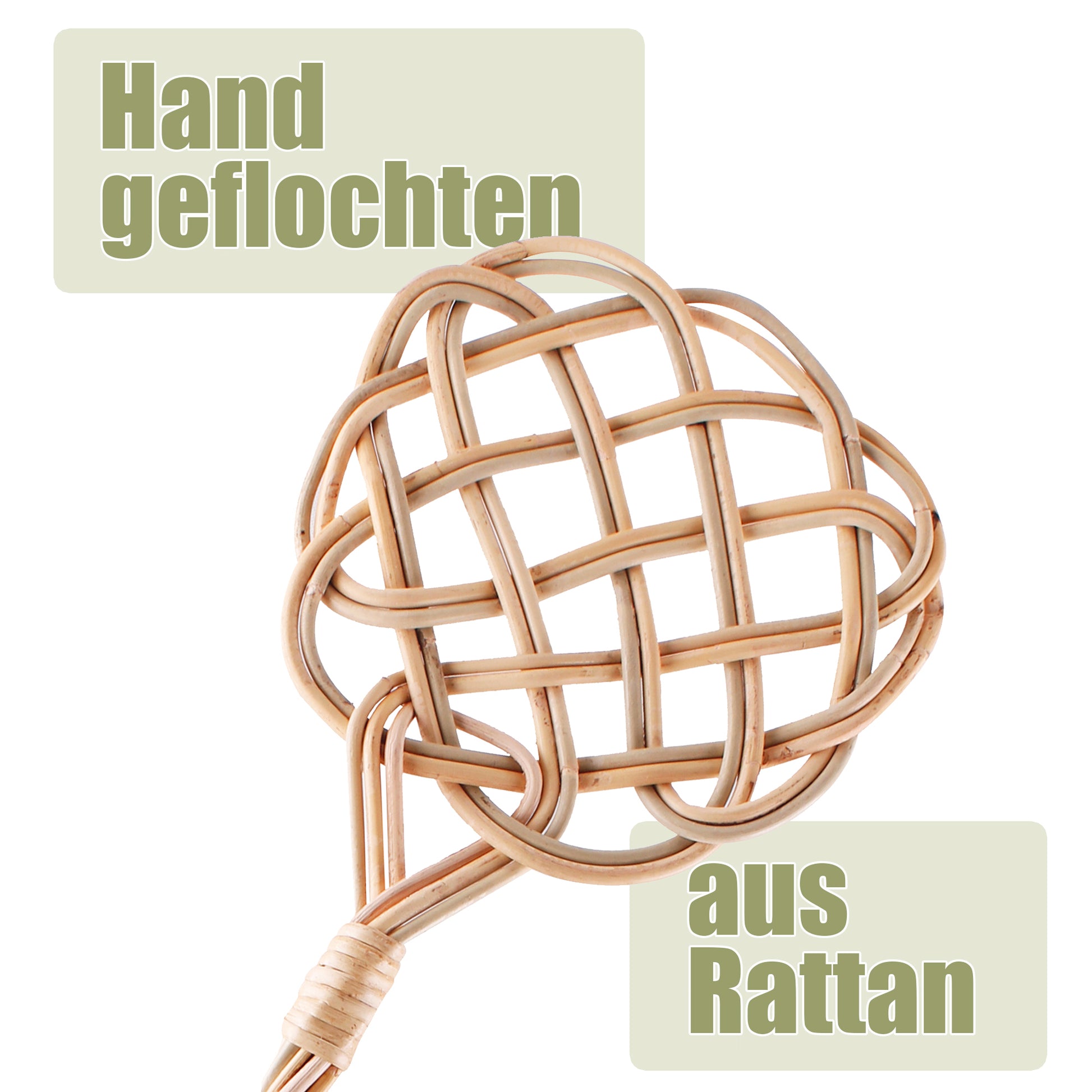 BigDean 2 Stück Teppichklopfer handgefertigt aus Rattan – stabil & robust 3